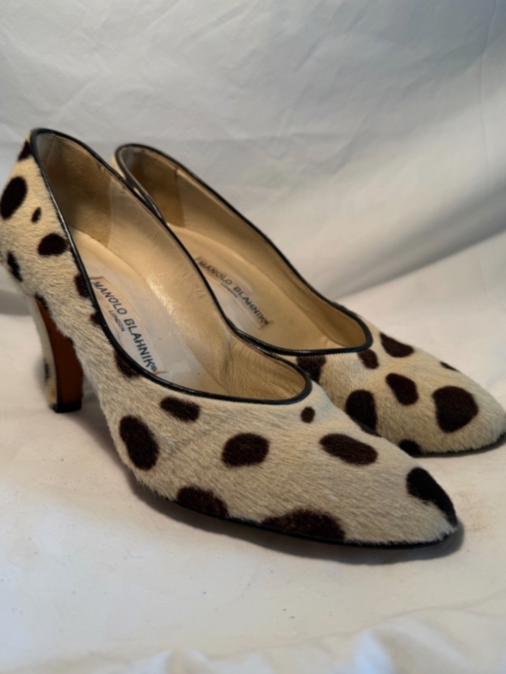 Rare Vintage Manolo Blahnik Ponyhair Cow Print Heels